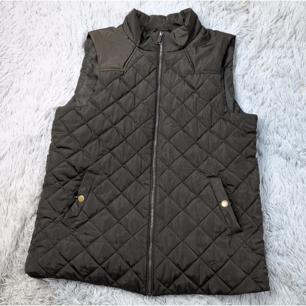 Zenana Outdoors Vest Womens XL Brown Gorpcore Pockets Zip Up Quilted Puffer